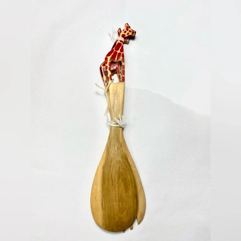 Giraffe Salad Serving Spoon / Fork  Set  of 2 - Fair Trade from Kenya